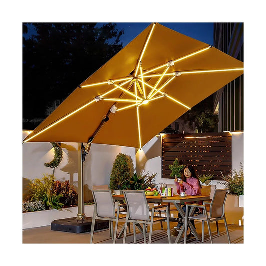 Umbrella with Integrated Solar LED – Modern Design, Solar Lighting, and Smart Adjustment